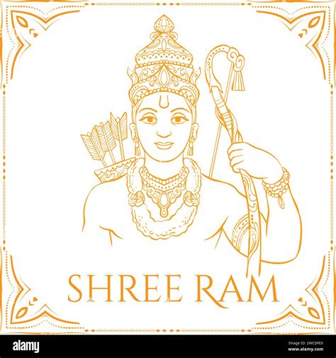 Shri Ram Navami With Bow Arrow Sketch Design Stock Vector Image Art