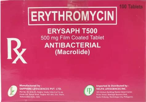 Erysaph T Erythromycin Stearate Mg Film Coated Tablet S Price