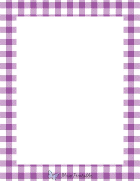 Printable Purple And White Buffalo Plaid Page Border