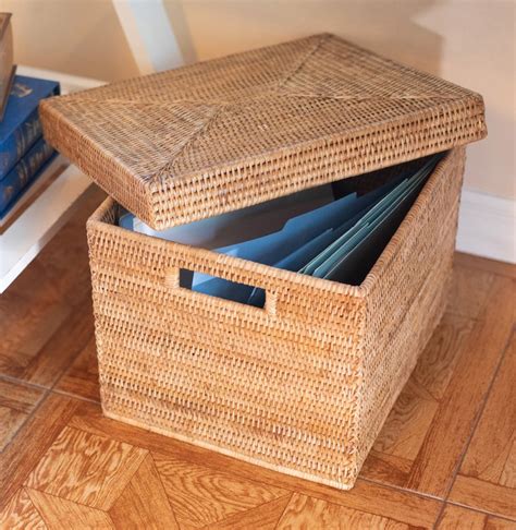 Artifacts Rattan Storage Box With Lid Letter File Etsy