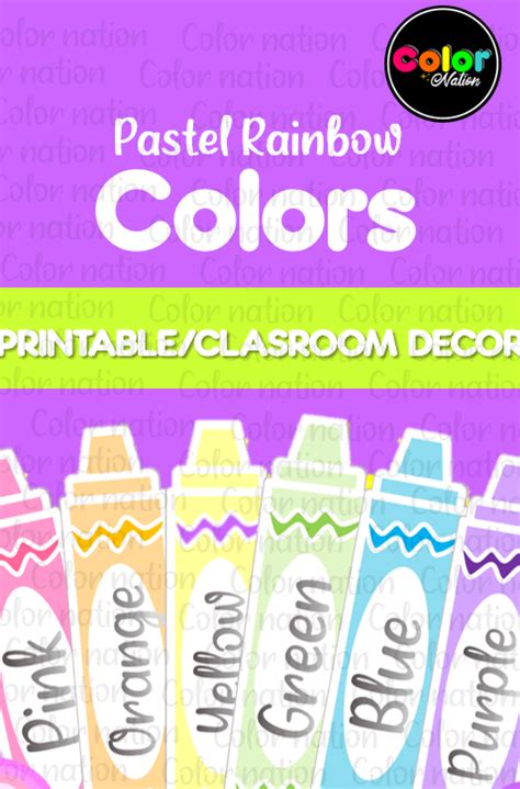 Back To School Colors Posters Pastel Rainbow Classroom Decor Bulletin Board