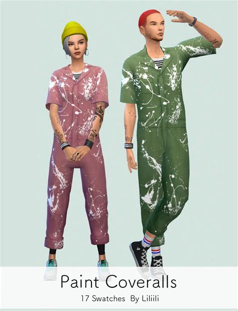 Paint Coveralls Sims 4 Male Clothes Sims 4 Dresses Sims