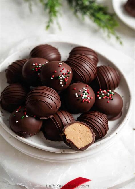 Chocolate Peanut Butter Balls Just 4 Ingredients Little Sweet Baker