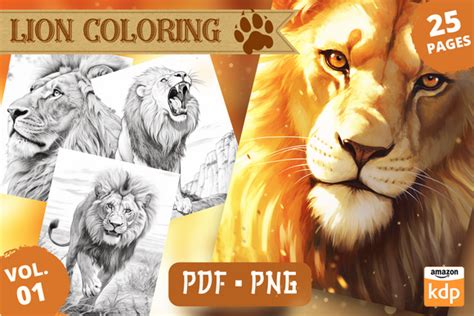 Realistic Lion Coloring Pages Vol 01 Graphic By Sahad Stavros Studio