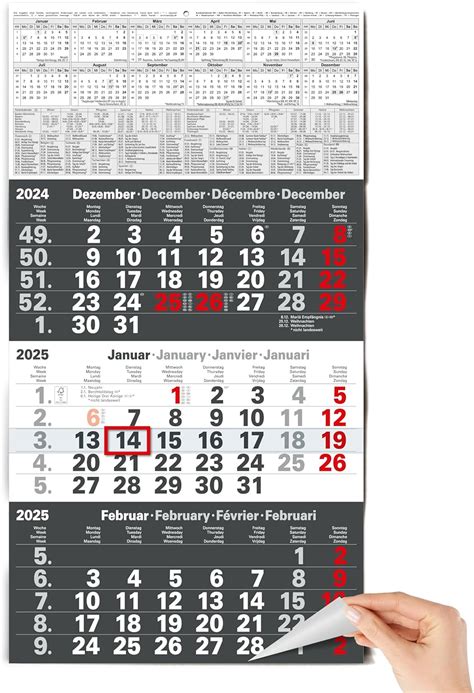 Tobja Monatskalender Wandkalender Mit Schieber Anthrazit