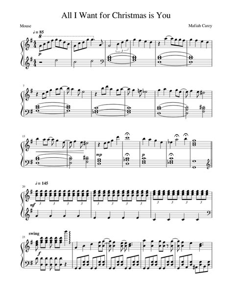 All I Want For Christmas Is You Sheet Music For Piano Solo