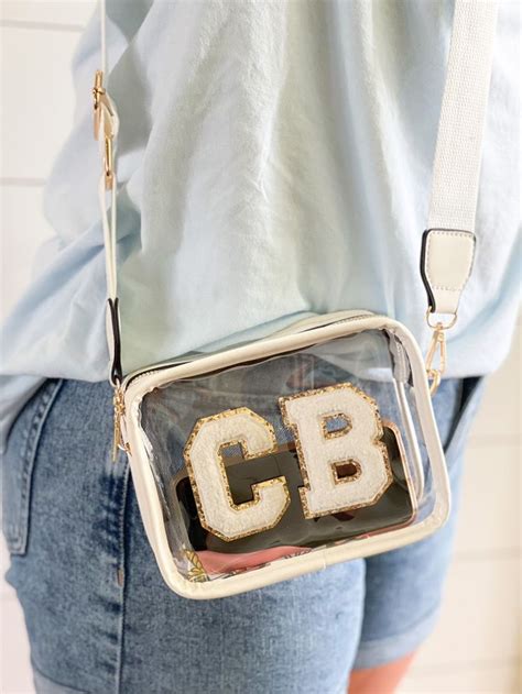 White Clear Purse With Custom Patches Stadium Or Concert Etsy Clear