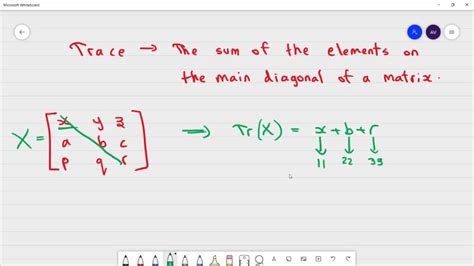 SOLVED The Trace Of An N N Matrix A Is Defined As The Sum Of The