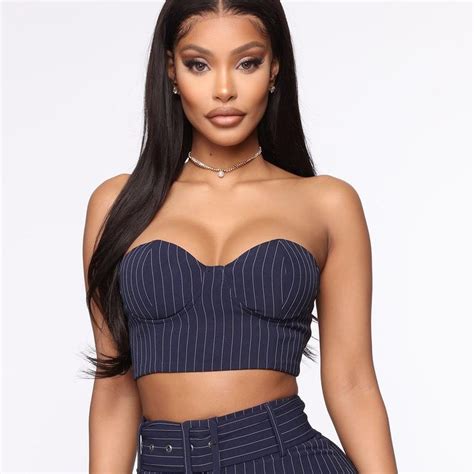 Fashion Nova She Doesn T Come To Play Navy Crop Depop