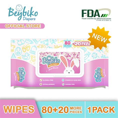 Beybiko Baby Wipes Floral Scented 80 Sheets 20 Sheets Free X 1 Pack