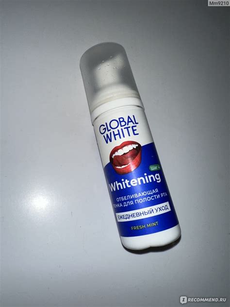 Отбеливающая пенка для полости рта Global White Fresh mint - «Отбелит ...