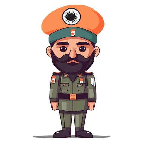 Premium Vector | An Indian Army Mascot flat vector design