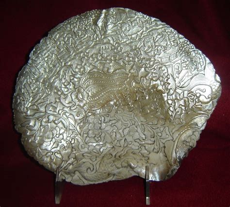 Antique Chinese Ming Dynasty Carved Mother Of Pearl Shell Seaside