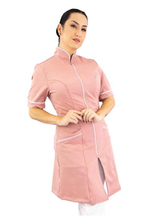 Jaleco Feminino Acinturado Elegância e Conforto em Nude Rosa Queimad