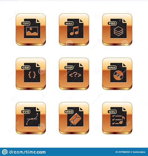 Set TIFF File Document SVG MSG PHP CSS PSD M3U And WAV Icon