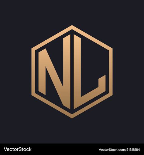 Elegant Hexagon Letter Nl Logo Design Initial Vector Image