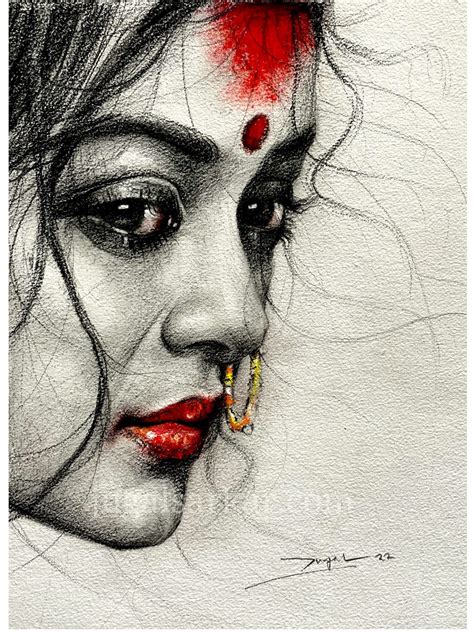 Debi - A symbol of Empowerment Pencil Sketch by Jugal Sarkar