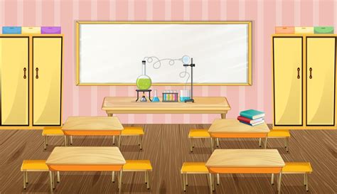 Free Vector Classroom Interior Design With Furniture And Decoration