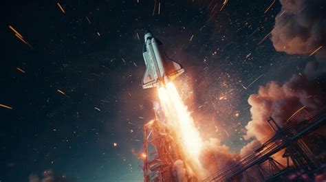 Premium AI Image | Space rocket launch going to space