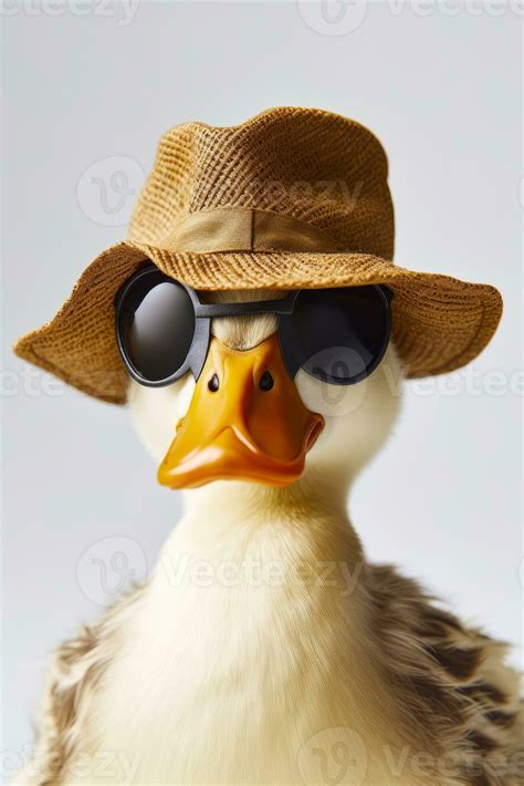 Duck Wearing Hat Sunglasses And Hat On Its Head 26457351 Stock