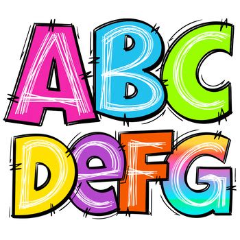 Scribble Rainbow Bulletin Board Letters Bubble Font For Teachers By