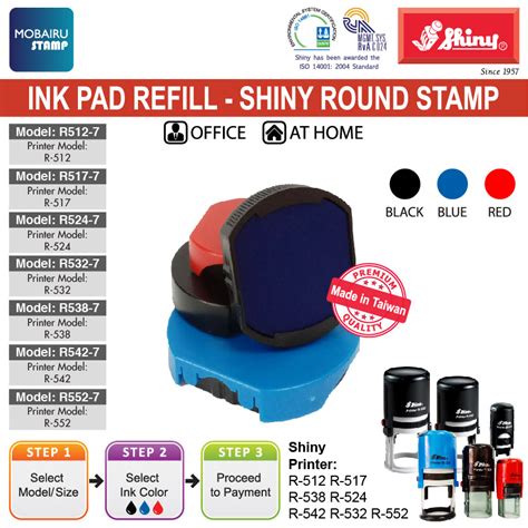 Ink Pad Cartridges Refill For Round Self Inking Stamps Shiny Round