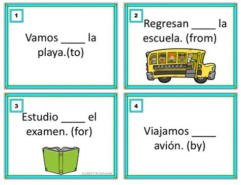 Spanish Prepositions Of Place Task Cards Preposiciones De Lugar Porn