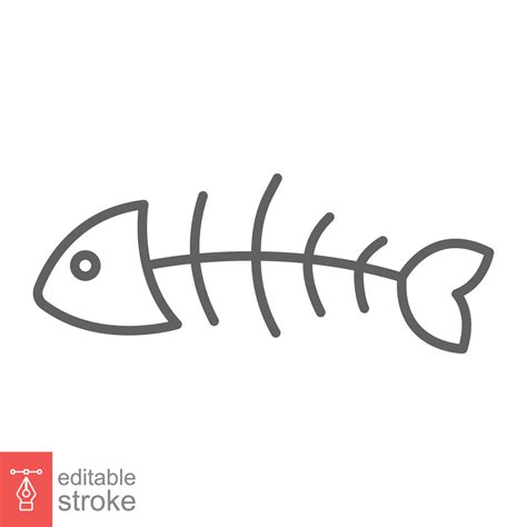 Fish bone icon. Simple outline style. Fishbone skeleton, fish skull ...