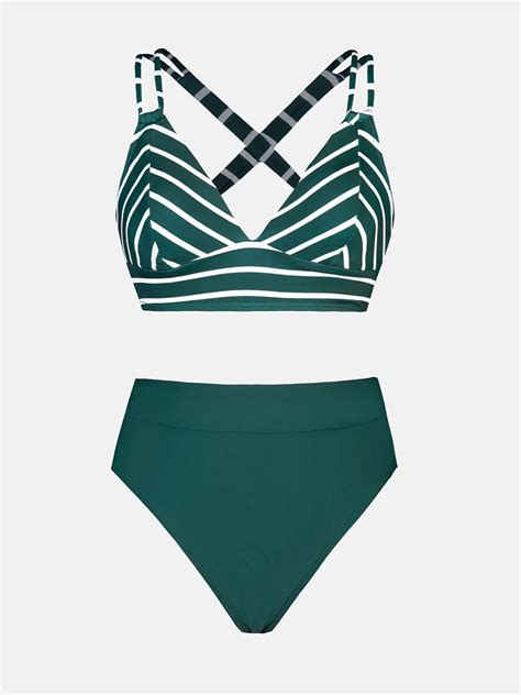 Cupshe Traje De Ba O Para Mujer Conjunto De Bikini De Dos Piezas De Cintura Alta Con Tirantes