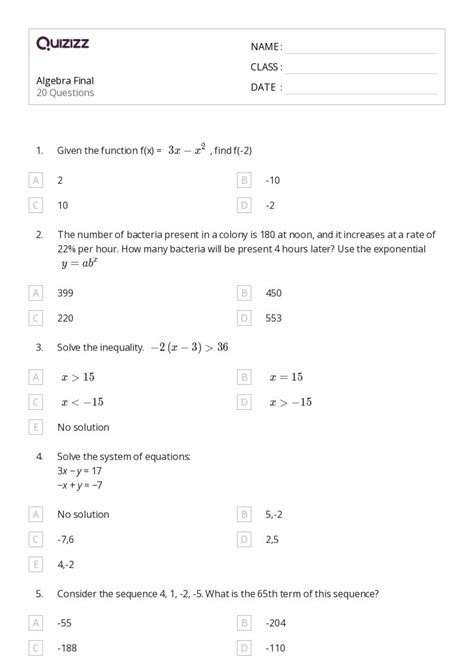 50 Algebra Worksheets For 8th Grade On Quizizz Free And Printable Worksheets Library