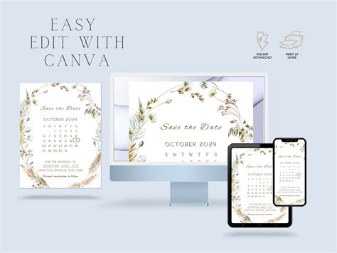 Save the Date Calendar Template Instant Download Save the - Etsy