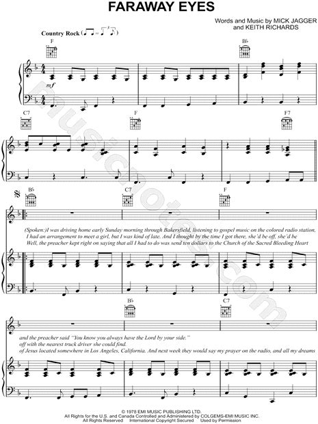 The Rolling Stones Far Away Eyes Sheet Music In F Major Download