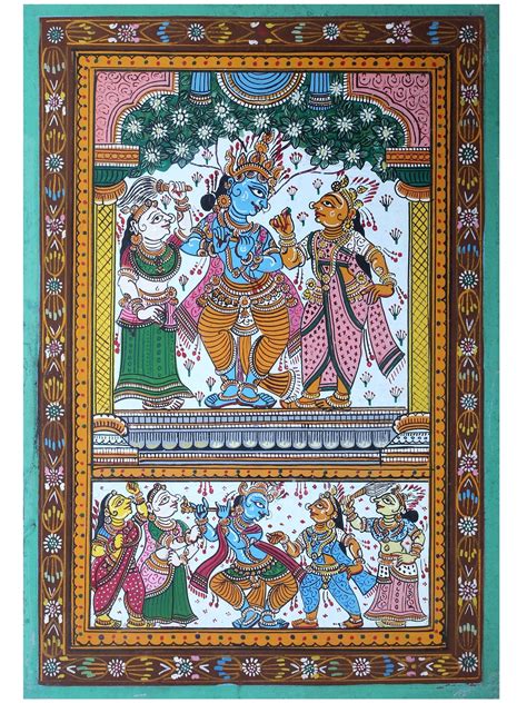 Lord Krishna with Rukmini and Satyabhama | Exotic India Art