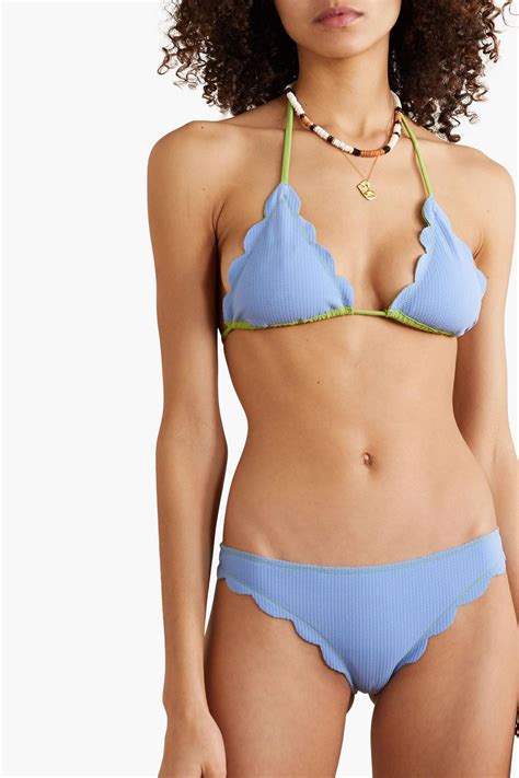 Marysia Broadway Reversible Textured Stretch Crepe Triangle Bikini Top