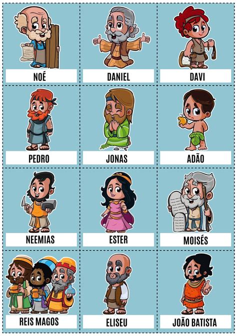 Nomes De Personagens Da Bíblia - Jogo da Memória para imprimir - Personagens da Bíblia - Atividades Bíblicas