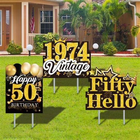 Amazon.com: Rngmsi 50th Birthday Yard Signs - 3PCS Happy 50th Birthday ...