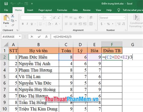 C Ch T Nh I M Trung B Nh M N Trong Excel T Ng H A Quy Tr Nh