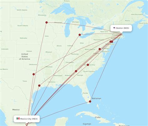 All Flight Routes From Boston To Mexico City Bos To Mex Flight Routes