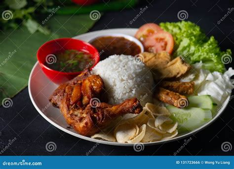 Nasi Lemak Kukus With Drum Stick Malaysian Local Food Stock Photo