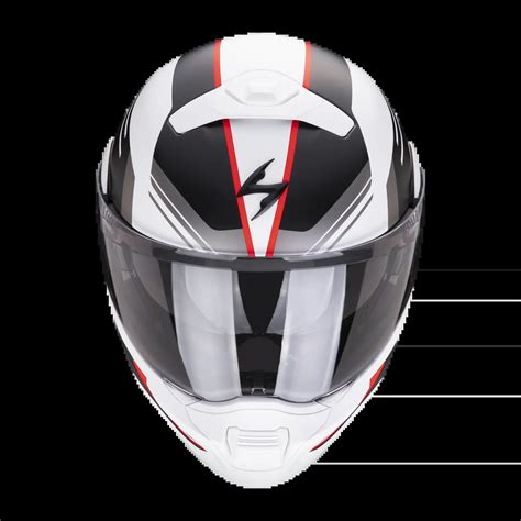 Casco Modulare Scorpion EXO 930 EVO SIKON Bianco Opaco Nero Rosso