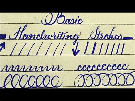 Basic Strokes For Cursive Handwriting With Gel Pen Handwriting Practice