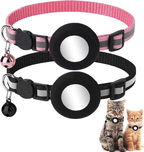 Airtag Lot de 2 colliers pour chat AirTag avec boucle de sécurité et