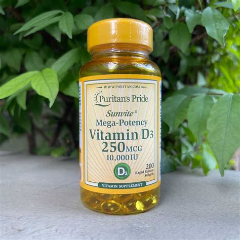 Puritan S Pride Vitamin D3 250 Mcg 10 000IU Sunvite Mega Potency 200