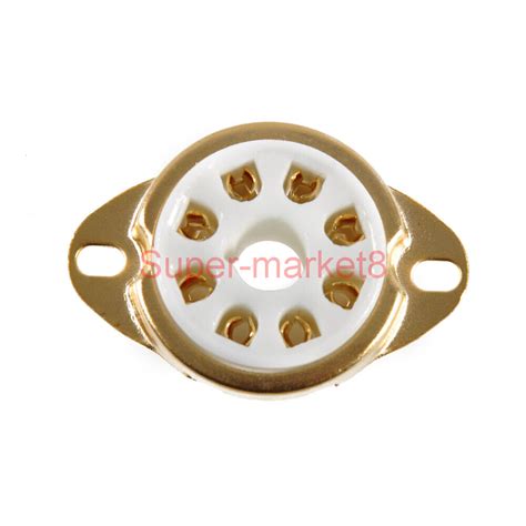 2pcs 8pin Octal Ceramic Gold Tube Sockets GZC8 Y 3 6SN7 KT66 KT88 EL34