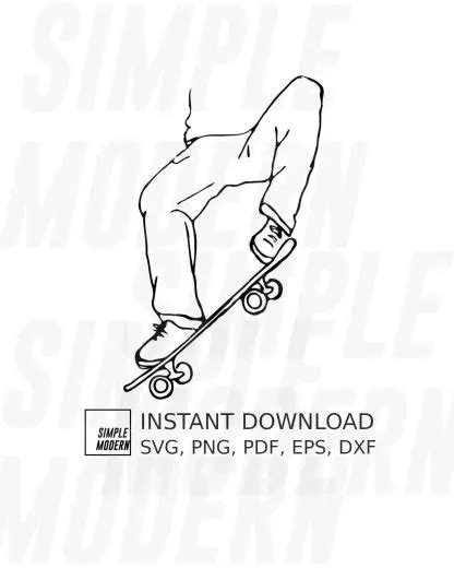 Hand Drawn Skateboard Ollie Vector File Simple Modern SVG Skateboard