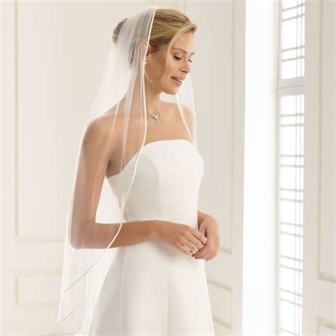 Bianco Ivory Single Tier Satin Edge Chapel Veil S