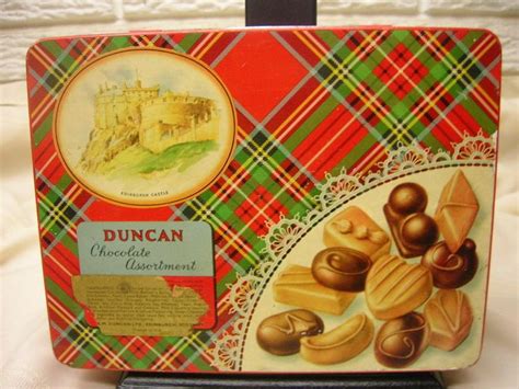 Vtg Duncan Tin Candy Box W And M Duncan Ltd Edinburgh Scotland Metal Container