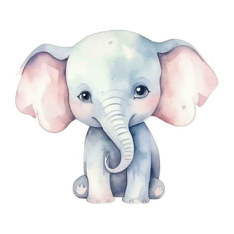 Watercolor Elephant Vector Illustration With Hand Drawn Elephant Clip