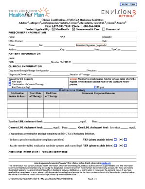 Fillable Online Bmchp Hmg Coa Reductase Inhibitors Pa Form