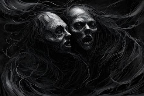 Premium AI Image | Scary halloween spooky dark background with two ...